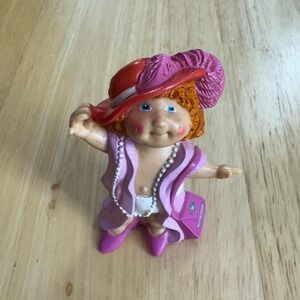 VTG Cabbage Patch Kids Figurine Little Person Doll Red Hat Pink Dress Purse 1984
